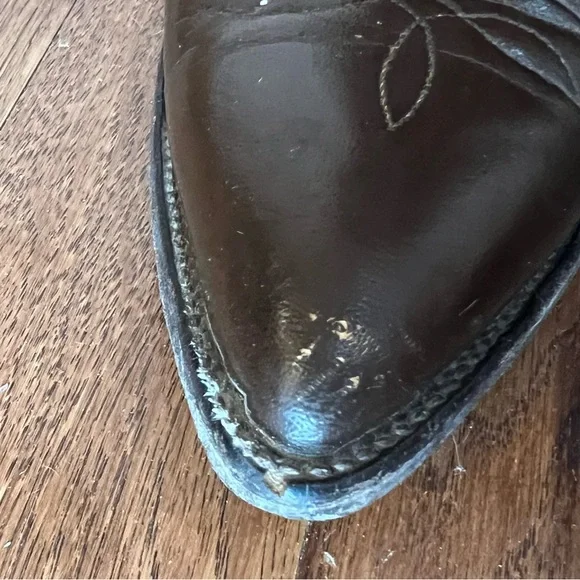 Nocona vintage brown cowboy boots size 9.5 Women’s 9 1/2 S91 - Picture 3 of 16